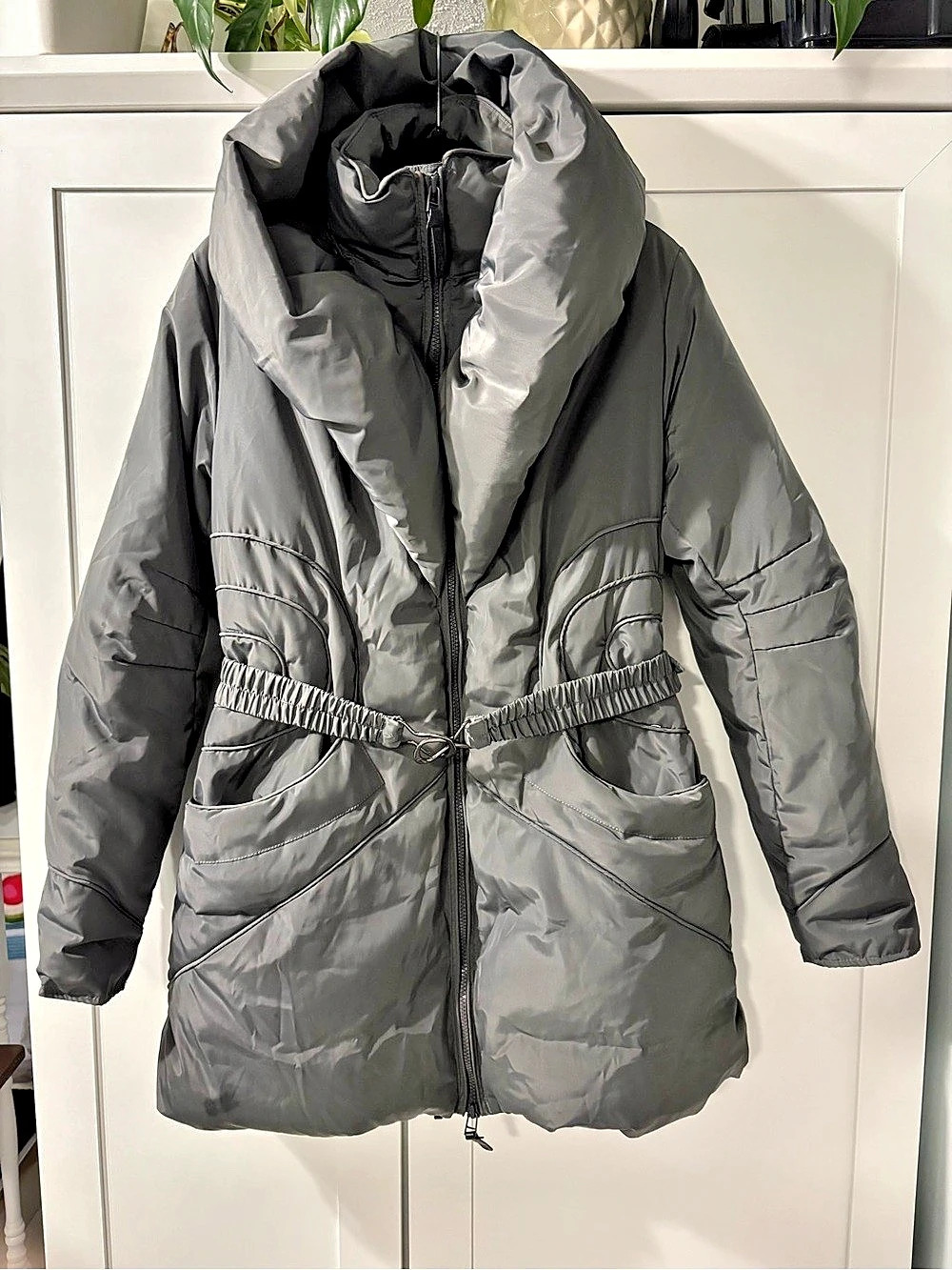 RUD by Rudsak Grey Belted Down Puffer Jacket Coat - Size Medium